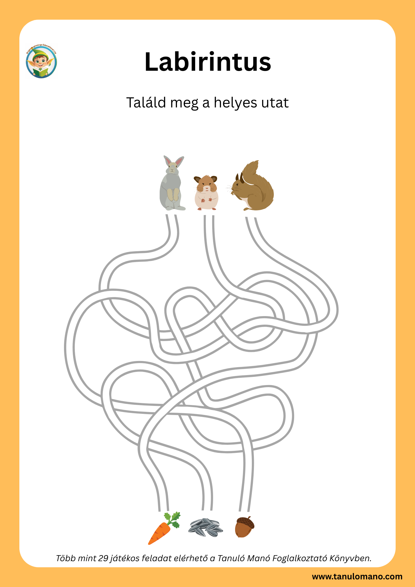 Hungarian maze worksheet printable for preschool.