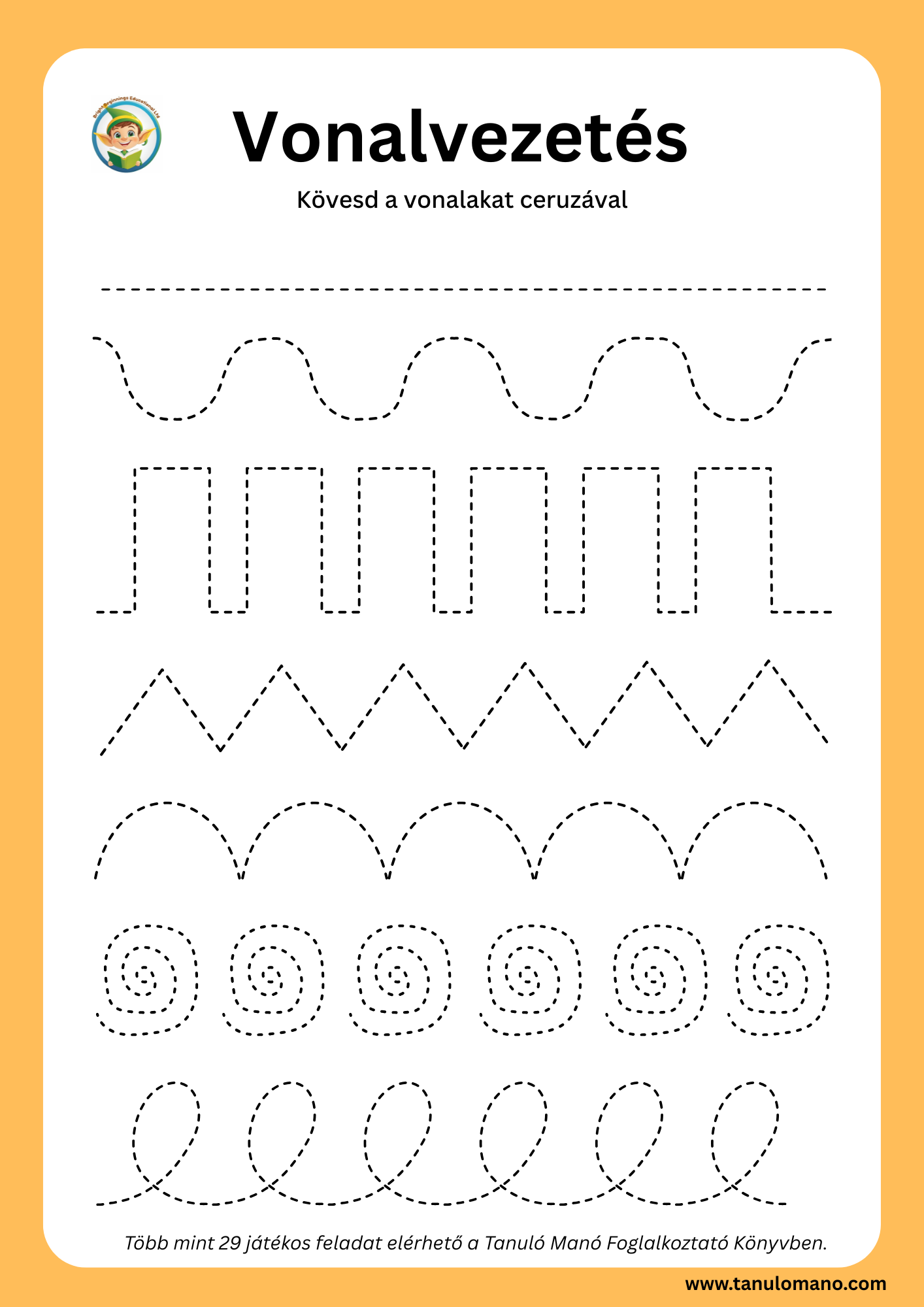 Hungarian numbers tracing worksheet 0-10 printable